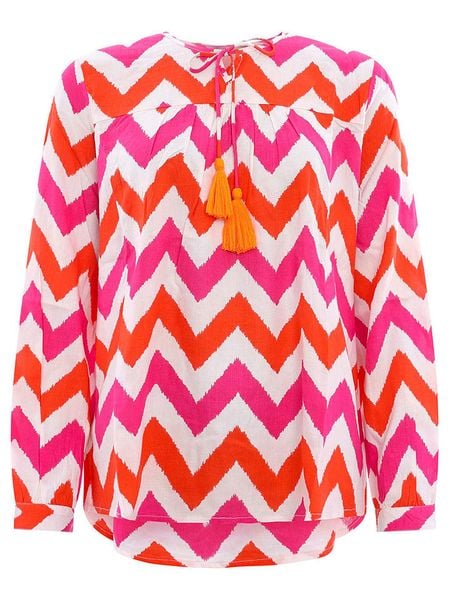 Zwillingsherz Bluzka "Zick Zack" w kolorze różowym rozmiar: S/M. Różowe bluzki damskie Zwillingsherz, m, bez wzorów, z wiskozy, bez kołnierzyka, bez ramiączek. Za 92.42 zł.