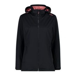 Damska kurtka turystyczna z kapturem CMP. Szare kurtki sportowe damskie CMP, bez wzorów, z softshellu, z kapturem. Za 393.10 zł.