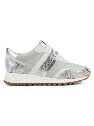 Geox Skórzane sneakersy "Dtabelya" w kolorze srebrno-szarym rozmiar: 38. Szare obuwie sportowe damskie Geox, z nubiku, bez zapięcia. Za 349.95 zł.