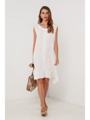 Lin Passion Lniana sukienka w kolorze białym rozmiar: 40/42. Białe sukienki damskie Lin Passion, bez wzorów, ze lnu, klasyczne, bez ramiączek. Za 152.99 zł.