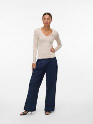 Vero Moda Koszulka w kolorze beżowym rozmiar: L. Brązowe bluzki damskie Vero Moda, l, bez wzorów, bez kołnierzyka, bez ramiączek. Za 70.41 zł.