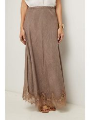 Le Monde du Lin Lniana spódnica w kolorze szarobrązowym rozmiar: 36/38. Brązowe spódnice damskie Le Monde du Lin, bez wzorów, z koronki, maxi. Za 165.99 zł.