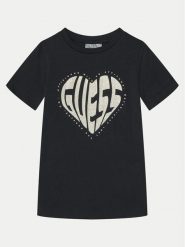 Guess T-Shirt J5RI46 J1314 Czarny Regular Fit. Czarne koszulki i t-shirty dziewczęce Guess, z aplikacjami, z bawełny, bez kołnierzyka, bez ramiączek. Za 89.99 zł.
