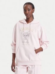 Guess Bluza V6BQ28 K9361 Różowy jasny Oversize. Czerwone bluzy damskie Guess, l, z aplikacjami, z syntetyku, bez kaptura. Za 524.99 zł.