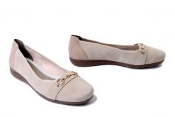 RIEKER L9360-60 beige, czółenka damskie. Brązowe balerinki damskie Rieker, bez wzorów. Za 319.90 zł.