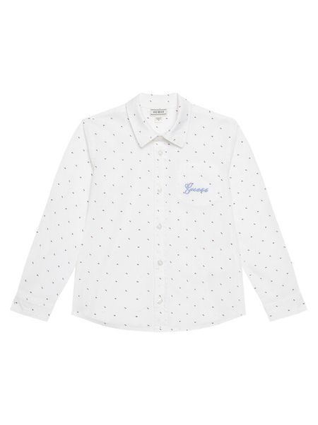 Guess Koszula N6RH02 WE5W0 Biały Regular Fit. Białe koszule chłopięce Guess, z aplikacjami, z bawełny, bez kołnierzyka, bez ramiączek. Za 219.99 zł.