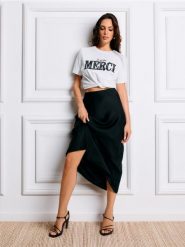 Koszulka z nadrukiem - biały. Białe koszulki damskie Sinsay, l, bez wzorów, z bawełny, bez kołnierzyka, bez ramiączek. Za 29.99 zł.