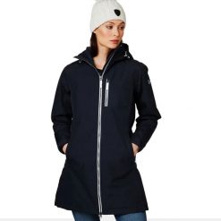 Kurtka przeciwdeszczowa damska Helly Hansen Long Belfast Winter. Niebieskie kurtki damskie Helly Hansen, s, bez wzorów, bez kaptura. Za 493.99 zł.