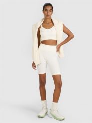 4F Legginsy kolarki treningowe bezszwowe damskie - beżowe M/L. Brązowe legginsy sportowe damskie 4F, l, bez wzorów, z dzianiny, z podwyższonym stanem, na fitness i siłownię. Za 119.99 zł.