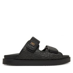 Klapki Tommy Hilfiger. Czarne klapki damskie Tommy Hilfiger, bez wzorów, bez obcasa, bez zapięcia. Za 329.99 zł.