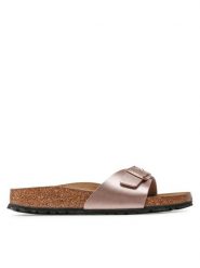 Birkenstock Klapki Madrid Bs 1023927 Różowy. Czerwone klapki damskie Birkenstock, bez wzorów, ze skóry, bez obcasa, bez zapięcia. Za 259.99 zł.