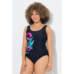 Damskie Strój kąpielowy kalia bez miękkich miseczek okrągły dekolt. Czarne stroje jednoczęściowe Ulla Popken, bez wzorów, z elastanu. Za 199.99 zł.