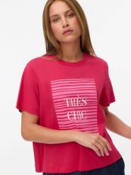 Vero Moda Koszulka w kolorze różowym rozmiar: M. Różowe bluzki damskie Vero Moda, m, bez wzorów, z bawełny, bez kołnierzyka, bez ramiączek. Za 43.99 zł.