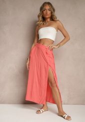 Pomarańczowa Rozkloszowana Spódnica z Wiskozy z Kieszeniami Galmira. Brązowe spódnice damskie Renee, na co dzień, l, bez wzorów, z materiału, eleganckie, midi. Za 49.99 zł.