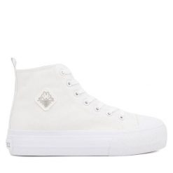 Trampki Kappa. Białe trampki damskie Kappa, bez wzorów, bez zapięcia. Za 129.99 zł.