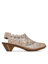 Rieker Półbuty 46778-64 Beżowy. Brązowe czółenka damskie Rieker, bez wzorów, ze skóry, bez obcasa, na obcasie. Za 349.99 zł.