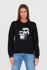 KARL LAGERFELD Czarna bluza Ikonik 2.0. Czarne bluzy damskie KARL LAGERFELD, xs, bez wzorów, bez kaptura. W wyprzedaży za 649.99 zł.
