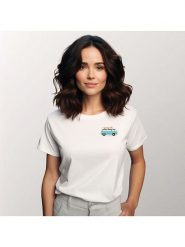 WOOOP Koszulka "Blue van" w kolorze białym rozmiar: XL. Białe koszulki damskie Wooop, xl, bez wzorów, z bawełny, bez kołnierzyka, bez ramiączek. Za 48.16 zł.