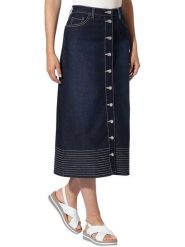 Heine Spódnica dżinsowa w kolorze granatowym rozmiar: 34. Niebieskie spódnice damskie Heine, bez wzorów, klasyczne, midi. Za 126.99 zł.