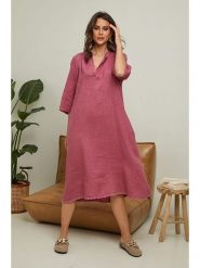Joséfine Lniana sukienka "Granael" w kolorze różowym rozmiar: S. Różowe sukienki damskie Joséfine, bez wzorów, ze lnu, bez ramiączek. Za 195.99 zł.