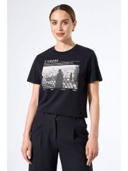 Garcia Koszulka w kolorze czarnym rozmiar: M. Czarne bluzki damskie Garcia, m, bez wzorów, z bawełny, bez kołnierzyka, bez ramiączek. Za 78.99 zł.