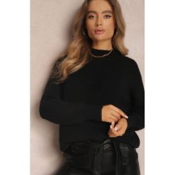 Czarny Golf Dysasha. Czarne golfy damskie Renee, m, bez wzorów, z dzianiny, bez ramiączek. Za 139.99 zł.
