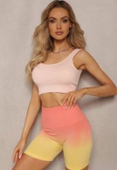 Jasnożółte Szorty Sportowe Kolarki High Waist z Gumką w Pasie Pianola. Żółte spodenki sportowe damskie Renee, na lato, s, bez wzorów, z podwyższonym stanem, na fitness i siłownię. Za 39.99 zł.