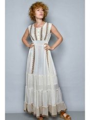 Tarifa Sukienka w kolorze kremowym rozmiar: M. Brązowe sukienki damskie Tarifa, bez wzorów, z bawełny, bez ramiączek. Za 66.00 zł.