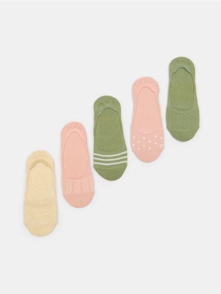 Skarpetki stopki 5 pack - zielony. Zielone skarpetki damskie Sinsay, bez wzorów. W wyprzedaży za 5.99 zł.
