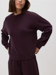 Bluza z modalem - ciemnofioletowy. Fioletowe bluzy damskie Reserved, l, bez wzorów, z dzianiny, bez kaptura. Za 119.99 zł.