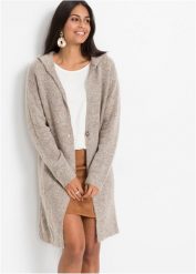Długi sweter rozpinany. Brązowe kardigany damskie bonprix, bez wzorów. Za 129.99 zł.