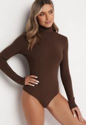Brązowe Body z Golfem i Długim Rękawem Ophidite. Brązowe body i gorsety Born2be, l, bez wzorów, bez ramiączek. Za 84.99 zł.