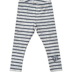 Legginsy w kolorze szaro-niebieskim. Niebieskie spodnie niemowlęce MeToo, w paski. W wyprzedaży za 42.95 zł.
