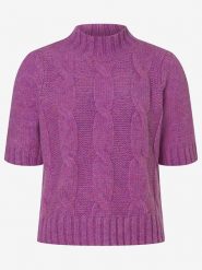 More & More Sweter w kolorze fioletowym rozmiar: 40. Różowe swetry klasyczne damskie More & More, z wełny, bez kołnierzyka. Za 131.74 zł.