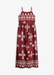 Sukienka na ramiączkach z lejącej wiskozy. Czerwone sukienki damskie bonprix, bez wzorów, z wiskozy, bez ramiączek. Za 137.99 zł.