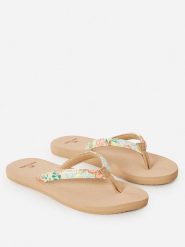 Rip Curl Japonki w kolorze beżowym rozmiar: 37. Brązowe klapki damskie Rip Curl, bez wzorów, z otwartym noskiem, bez obcasa, bez zapięcia. Za 52.67 zł.