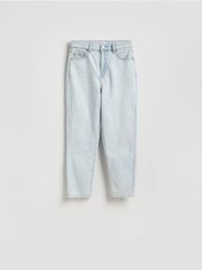 Jeansy mom fit - niebieski. Niebieskie jeansy damskie Reserved. Za 129.99 zł.