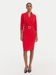 Rinascimento Sukienka koktajlowa CFC0126777003 Czerwony Slim Fit. Czerwone sukienki damskie Rinascimento, bez wzorów, z syntetyku, wizytowe, bez ramiączek. Za 489.99 zł.