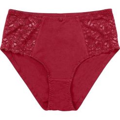 Figi z wysoką talią bonprix czerwony. Czerwone figi bonprix, z koronki. Za 29.99 zł.