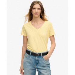 Koszulka z haftem V w slubie. Żółte koszulki sportowe damskie Superdry, bez wzorów, z bawełny, bez ramiączek. Za 127.15 zł.