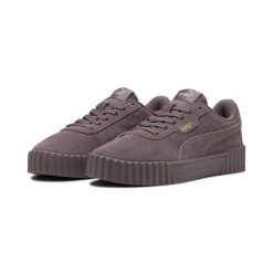 Damskie sneakersy Carina 3.0 Suede PUMA Raisin Gold Purple. Fioletowe obuwie sportowe damskie Puma, z zamszu, bez zapięcia, tenisowe. Za 299.00 zł.