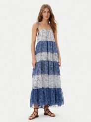 Pepe Jeans Sukienka letnia PL953739 Niebieski Loose Fit. Niebieskie sukienki damskie Pepe Jeans, bez wzorów, z jeansu, bez ramiączek. Za 419.99 zł.