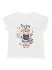 Guess Kids Top 181382 Niebieski Classic Fit. Niebieskie koszulki i t-shirty dziewczęce Guess Kids, z aplikacjami, bez kołnierzyka, bez ramiączek. Za 95.00 zł.