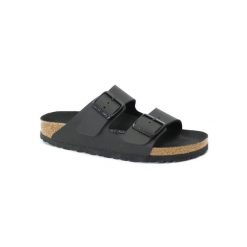 Klapki unisex Birkenstock Arizona Birkoflor. Czarne klapki damskie Birkenstock, bez wzorów, z materiału, bez obcasa, bez zapięcia. Za 673.00 zł.