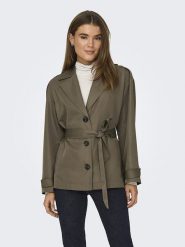 ONLY Trencz w kolorze khaki rozmiar: L. Brązowe płaszcze damskie Only, l, bez wzorów, z tkaniny, bez kaptura. Za 87.81 zł.