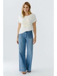 Oui Koszulka w kolorze kremowym rozmiar: 42. Brązowe bluzki damskie Oui, bez wzorów, bez kołnierzyka, bez ramiączek. Za 152.99 zł.