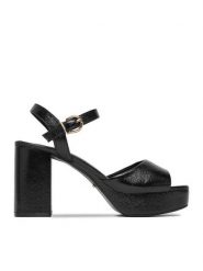 DeeZee Sandały CEO-SF79601 Czarny. Czarne sandały damskie DeeZee, bez wzorów, z materiału, bez obcasa, na słupku, bez zapięcia. Za 139.99 zł.