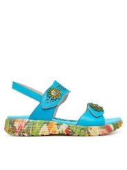 Laura Vita Sandały Sanao 53 Niebieski. Niebieskie sandały damskie LAURA VITA, bez wzorów, ze skóry, bez obcasa, na płaskiej podeszwie, bez zapięcia. Za 389.99 zł.