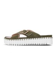 Ilse Jacobsen Klapki w kolorze khaki rozmiar: 41. Brązowe klapki damskie Ilse Jacobsen, bez wzorów, z otwartym noskiem, bez obcasa, na platformie, bez zapięcia. Za 104.99 zł.