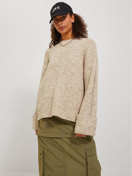 JJXX Sweter 12245453 Beżowy Relaxed Fit. Brązowe swetry klasyczne damskie JJXX, xl, z syntetyku, bez kołnierzyka. Za 129.99 zł.